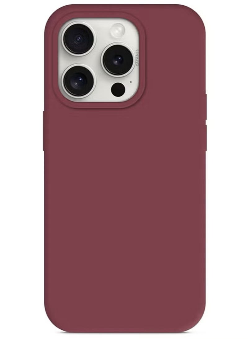 general Ultra-Slim Liquid Silicone Case for iPhone 16 Pro | Premium Soft-Touch Protective Cover with Internal Microfiber Lining & Enhanced Camera Protection – Maroon - Image 4