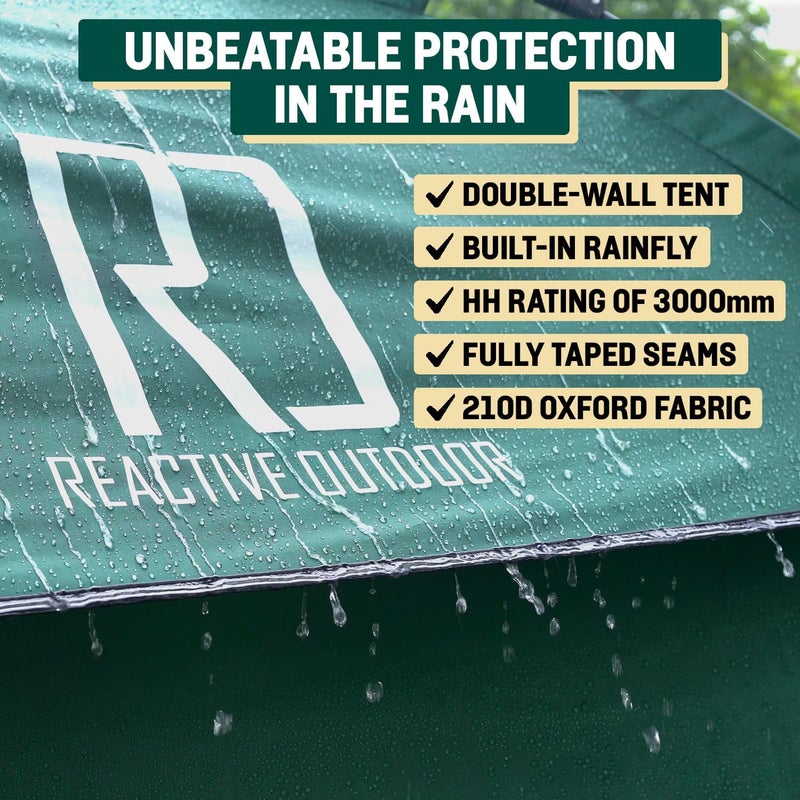 REACTIVE OUTDOOR خيمة خارجية تفاعلية - خيمة 3 ثواني - خيمة قابلة للنفخ الفوري خلال 3 ثواني - إعداد سهل وسريع للتخييم - إعداد شخص واحد مقاوم للماء بطبقتين للخارج (صغيرة (1-2 شخص)) - Image 5