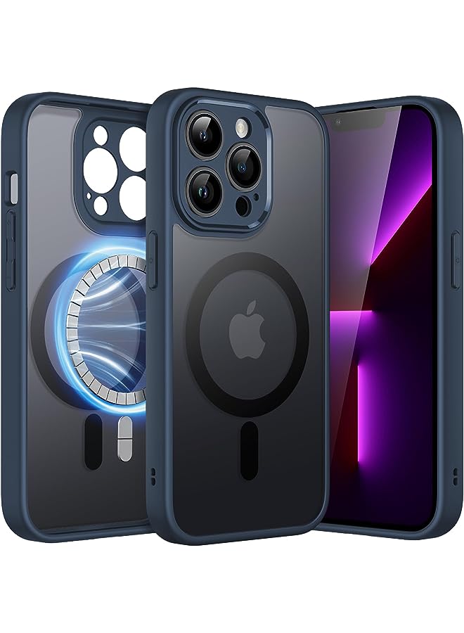 Jetech Magnetic Case for iPhone 13 Pro 6.1-Inch, Compatible with MagSafe, Translucent Matte Back Camera Lens Full Protection Slim Shockproof Phone Cover (Navy) - Image 1