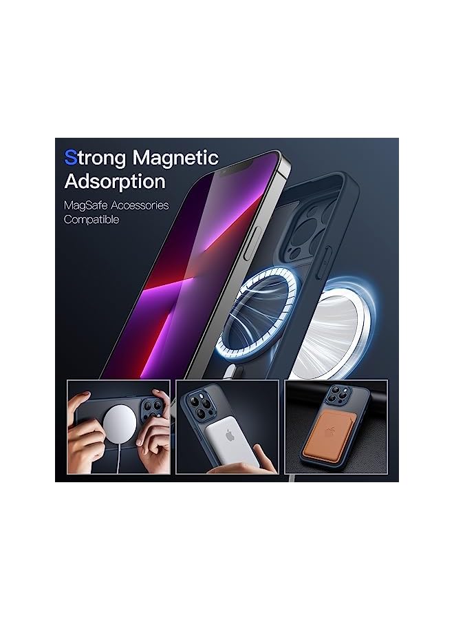 Jetech Magnetic Case for iPhone 13 Pro 6.1-Inch, Compatible with MagSafe, Translucent Matte Back Camera Lens Full Protection Slim Shockproof Phone Cover (Navy) - Image 3