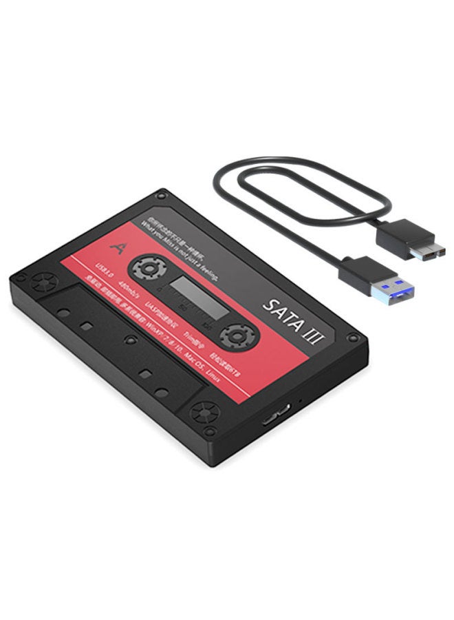 2.5 Inch Hard Disk Box USB3.0 TO SATA Tape Appearance Classic Mobile Hard Disk Box-Color:Black  - Image 1