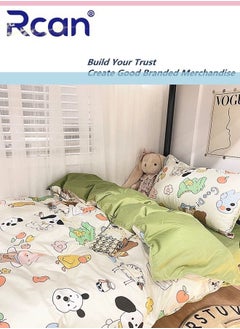 Rcan 3 Piece School Season Duvet Cover Set College Style Cartoon Print  Kids Bedding Quilt Cover Sheet Pillow Covers  Set for Dormitory Single Bed Children's Bed for Boys Girls 150x200cm/ 59x78.7In  - Image 1