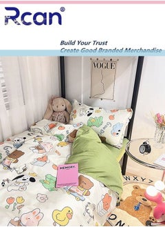 Rcan 3 Piece School Season Duvet Cover Set College Style Cartoon Print  Kids Bedding Quilt Cover Sheet Pillow Covers  Set for Dormitory Single Bed Children's Bed for Boys Girls 150x200cm/ 59x78.7In  - Image 2