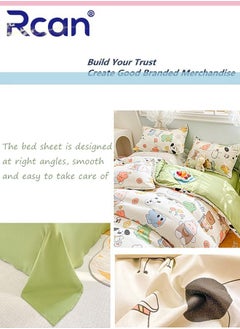 Rcan 3 Piece School Season Duvet Cover Set College Style Cartoon Print  Kids Bedding Quilt Cover Sheet Pillow Covers  Set for Dormitory Single Bed Children's Bed for Boys Girls 150x200cm/ 59x78.7In  - Image 4
