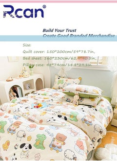Rcan 3 Piece School Season Duvet Cover Set College Style Cartoon Print  Kids Bedding Quilt Cover Sheet Pillow Covers  Set for Dormitory Single Bed Children's Bed for Boys Girls 150x200cm/ 59x78.7In  - Image 3