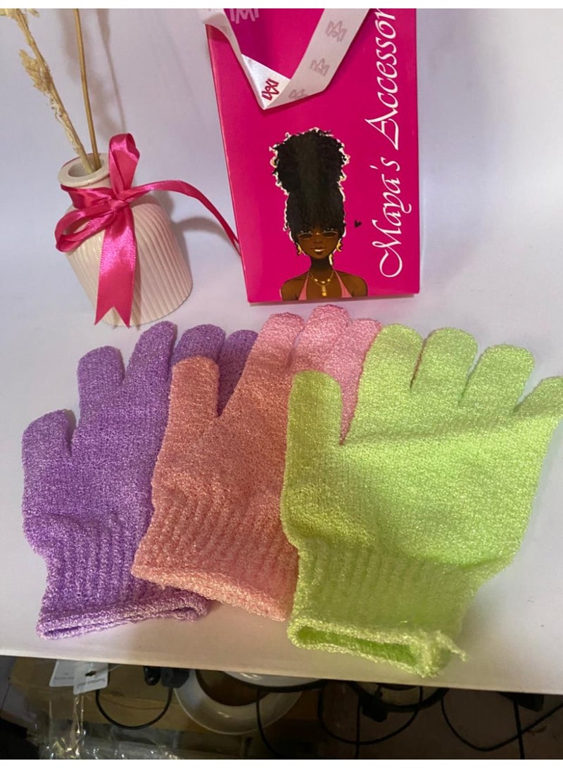 - قفازات تقشير من الخيزران للاستحمام - ليفة استحمام - مقشر للجسم للحمام - يزيل الشعر النامي تحت الجلد والجلد الميت قد يختلف اللون قطعة واحدة - Image 2