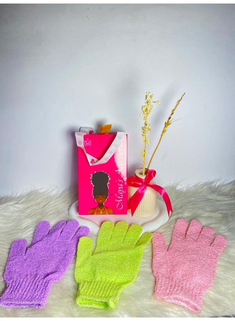 - قفازات تقشير من الخيزران للاستحمام - ليفة استحمام - مقشر للجسم للحمام - يزيل الشعر النامي تحت الجلد والجلد الميت قد يختلف اللون قطعة واحدة - Image 3