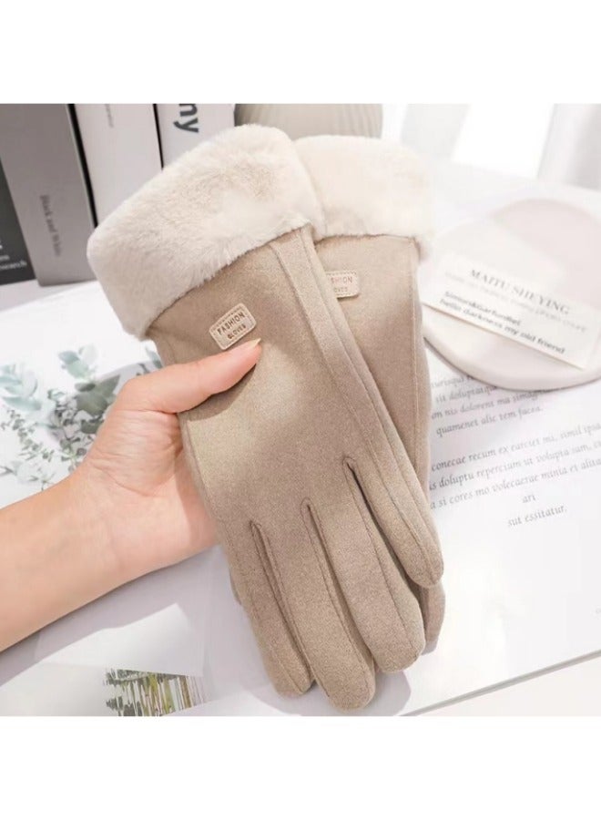 Women's Gloves Winter Thickened Warm Gloves Cycling Gloves - Image 1