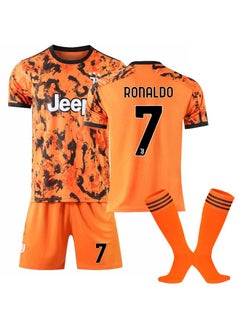 2019-2020 Juventus Orange Football Jersey Cristiano Ronaldo #7 Football Jersey/Shorts Socks Gift Set Kids Size and Adult Size, Gift for Fan Friends