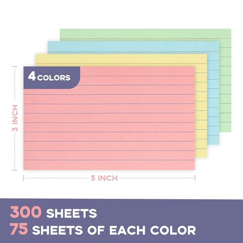 Goefun 300 Sheets Colored Index Cards 3x5 Ruled-Goefun Lined Note Cards 3 x 5 Color Flashcards for Studying, Note Taking, To Do List - Image 2