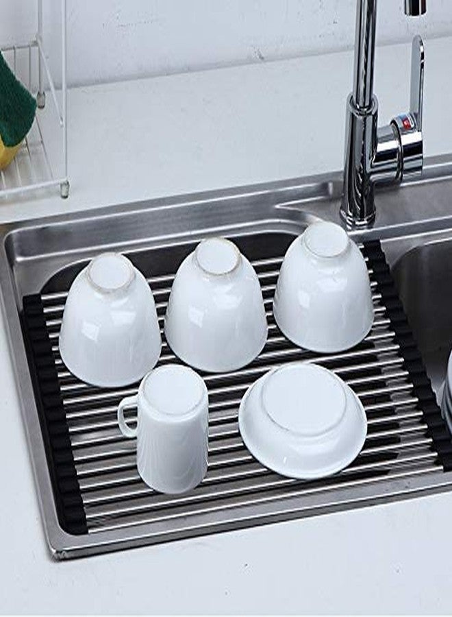 Luxafare Stainless Steel Folding Sink Roll-up Drain Rack Wash Basin Drain Bowl Fruit and Vegetable Storage Rack - Image 1