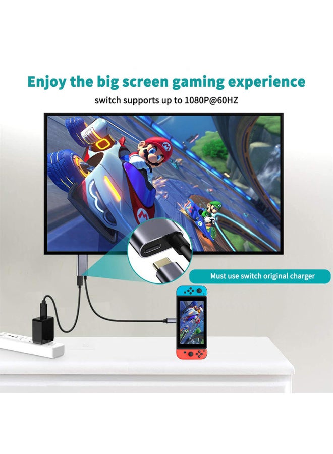 نوع C إلى HDMI مع مصدر طاقة 4K كابل محول عالي الوضوح للهاتف المحمول والكمبيوتر المحمول ومفتاح شاشة عرض لوحدة التحكم في الألعاب - اللون: 【4k@60hz】رمادي 1.8 متر  - Image 4