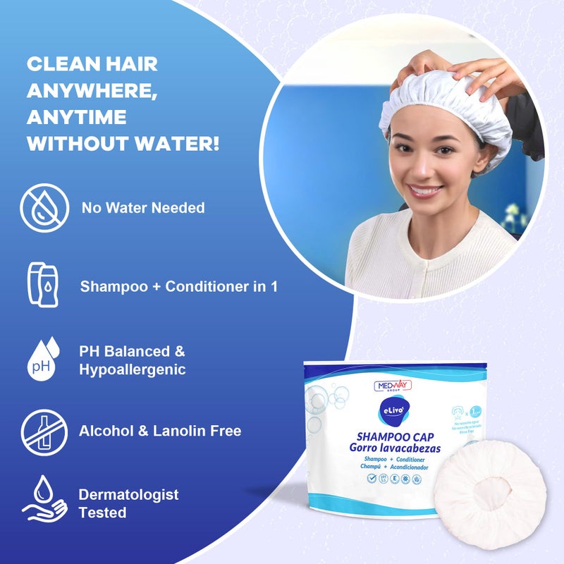 MedVance No Rinse Shampoo Cap | Rinse Free Shower Cap that Shampoos & Conditions | PH Balanced & Hypoallergenic Waterless Hair Wash | 4 Pack - Image 3