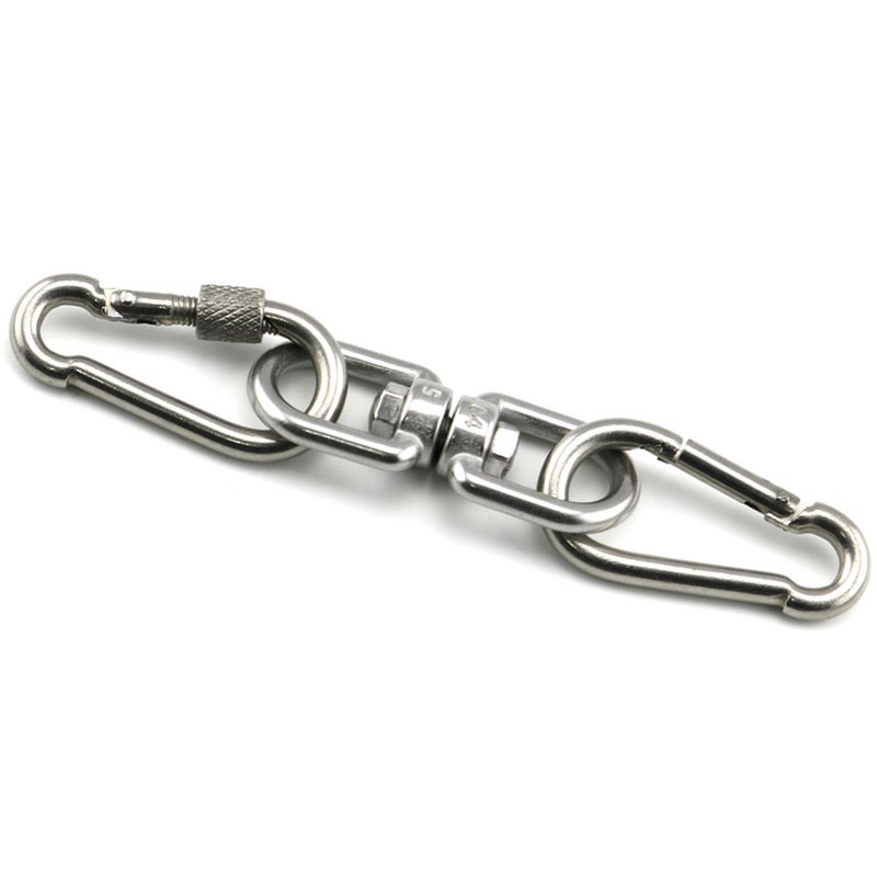 Lind Kitchen 1PCS M5 Double Ended Swivel Hook 304 Stainless Steel Eye to Eye Swivel Shackle Ring Connector 2PCS M5 Snap Hook