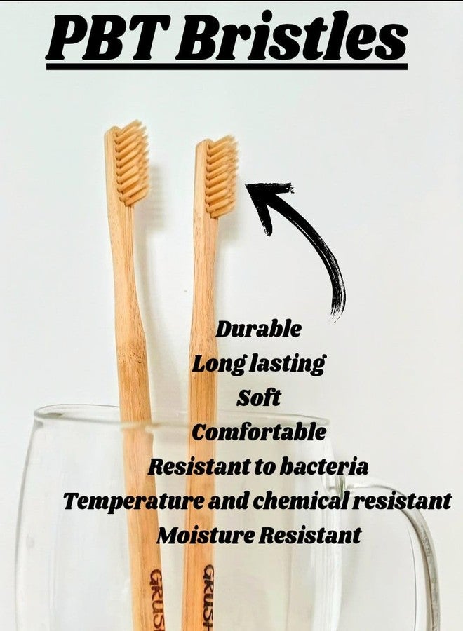 GRUSHit Bamboo Toothbrush Pack of 2 | Eco-Friendly & Biodegradable Toothbrushes for Adults & Kids | Soft Bristles, Round Handle | Plastic-Free, Zero-Waste, Dentist-Curated Oral Care - Image 3