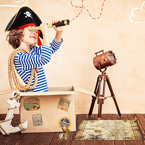 Sratte Pirate Monocular Telescope Treasure Map Pocket Compass Pirate Hat Skull Print Captain Costume, 5 Pcs Party Favors Costume Spyglass Kid Compass for Cosplay(Small) - Image 4