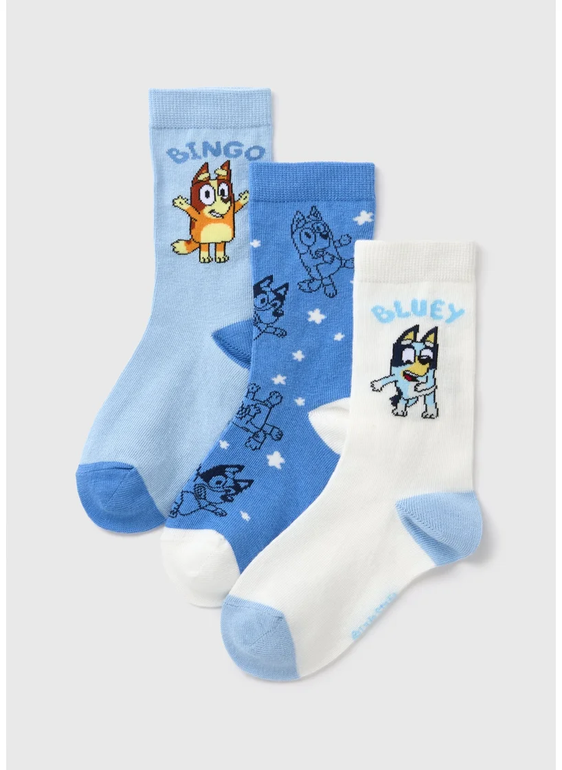 Matalan Bluey 3 Pack Boys Blue Socks