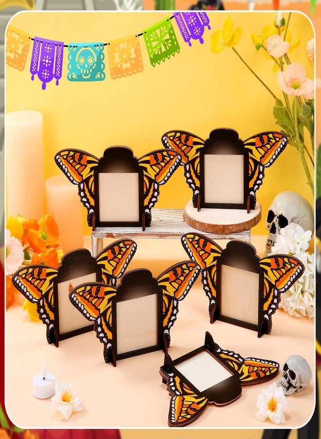 Youyole 6 Pcs Día De Los Muertos Photo Frame 7.5 x 7.3 Day of The Dead Wooden Picture Frame Mexican Butterfly Tabletop Display Hanging Wall Decor Vertical or Horizontal for Halloween Altar Ofrenda - Image 1