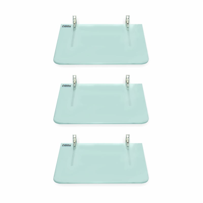 Evolite رف زجاجي مقسى من إيفوليت لغرفة المعيشة وزاوية الحمام ورفوف التخزين، رف حائط زاوي مع حوامل مثبتة (9 × 12 بوصة) (عبوة من 3) - Image 1