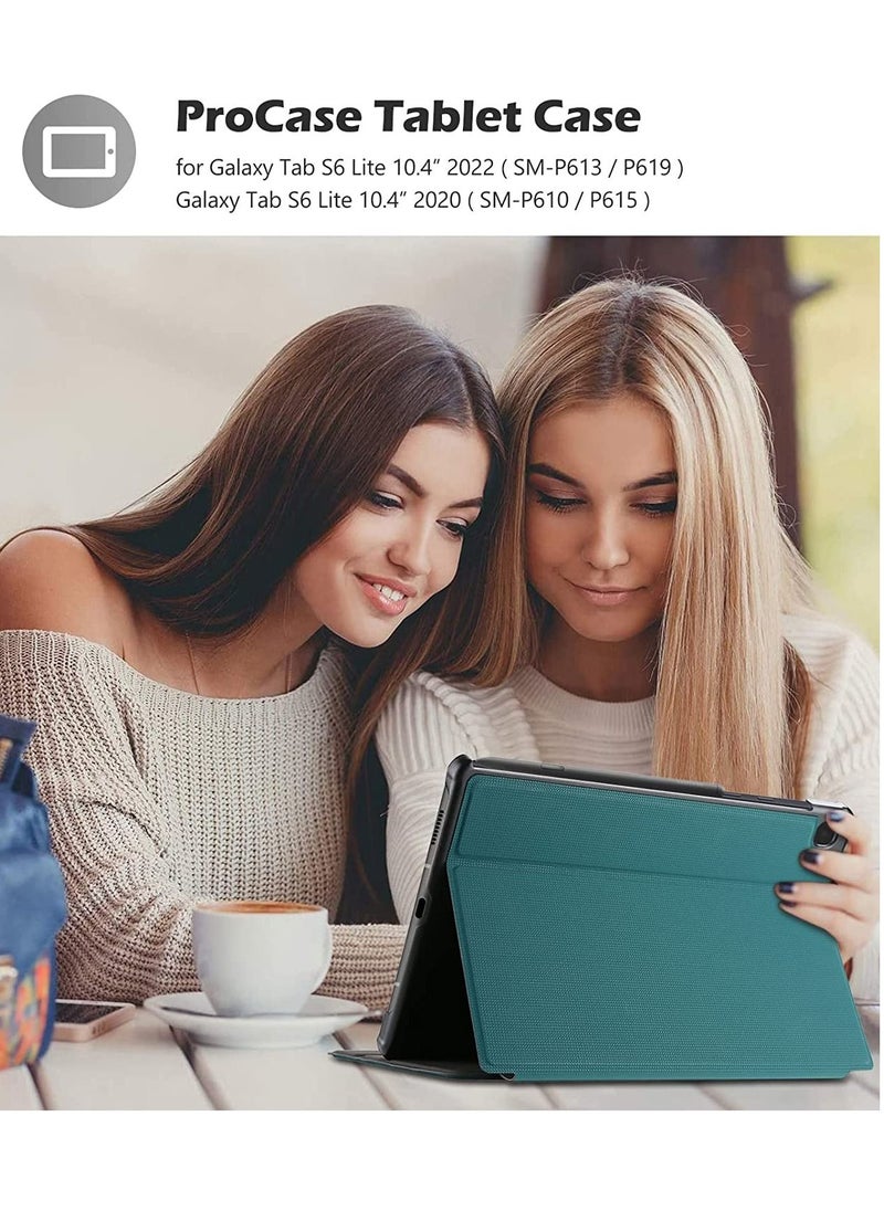 Procases - Galaxy Tab S6 Lite 10.4 Case 2022 2020 with Stylus Holder, Slim Stand Protective Folio Case Smart Cover for Galaxy Tab S6 Lite 10.4 Inch SM-P613 P619 P610 P615 -Teal - Image 1