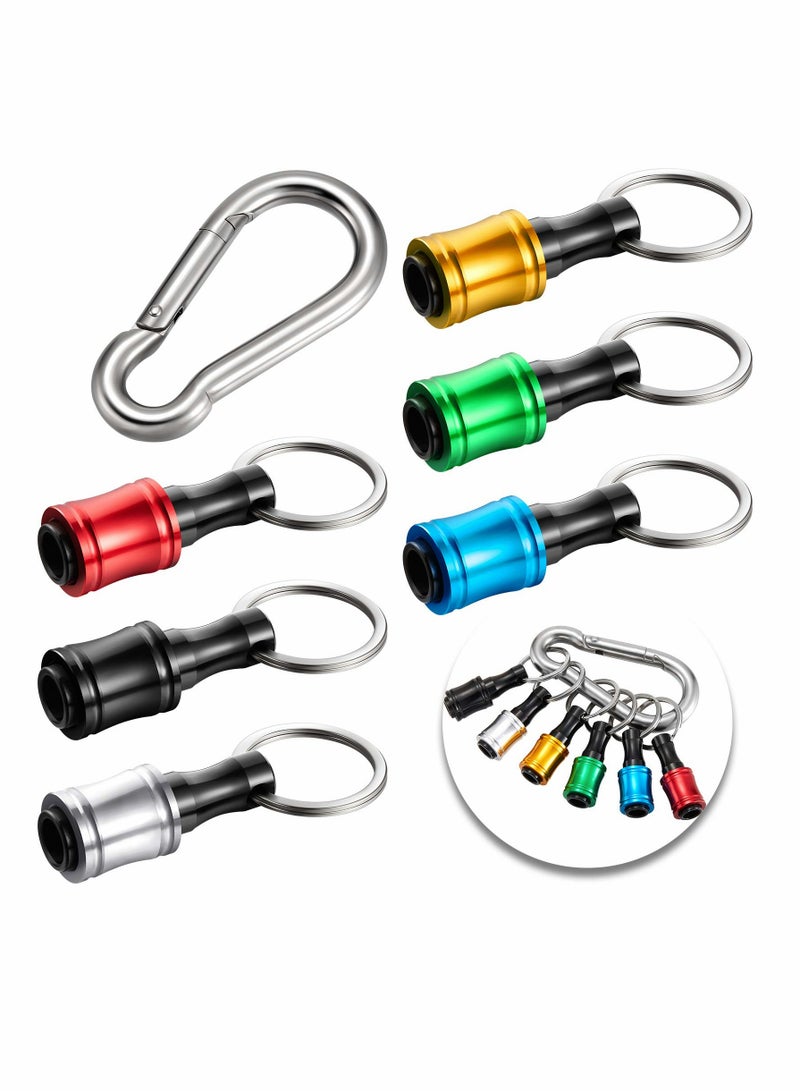 6pcs Keychain Extension Bar, 1/4 Inch Hex Shank Screwdriver Extension Bits Holder, Aluminum Alloy Magnetic Pivot - Image 1