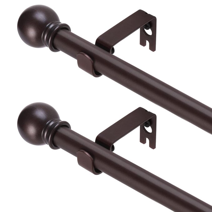 2 Pack Brown Curtain Rods for windows 32 to 48 inch 58 inch Splicing Heavy Duty Metal Curtain Rod Set with Brackets