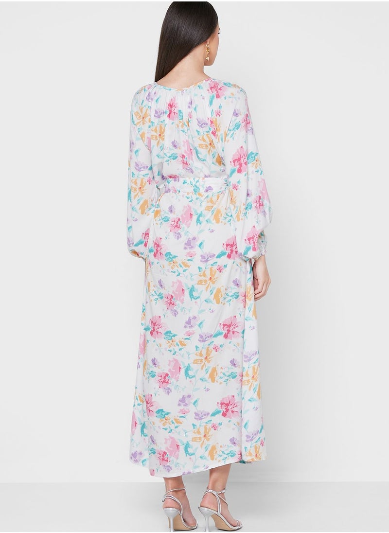 KASHKHA - Cuffed Sleeve Floral Dress - Image 1
