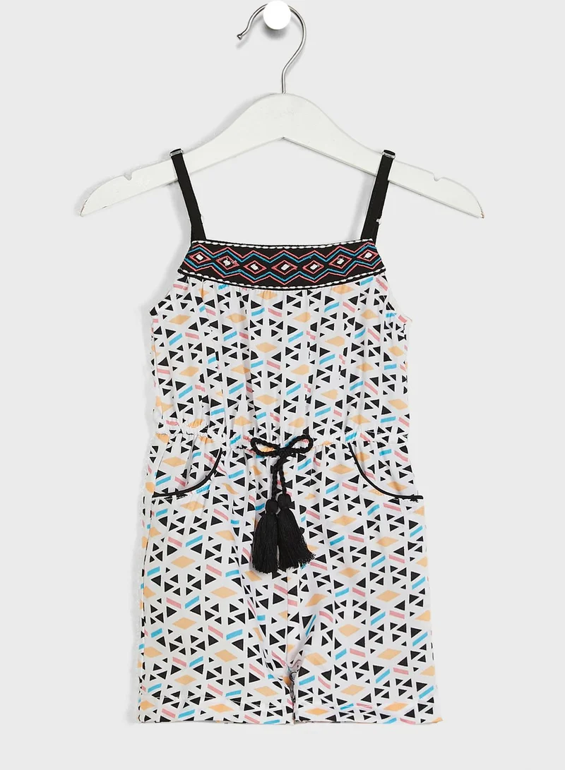 Nautinati Nauti Nati Girls White Black Printed Playsuit