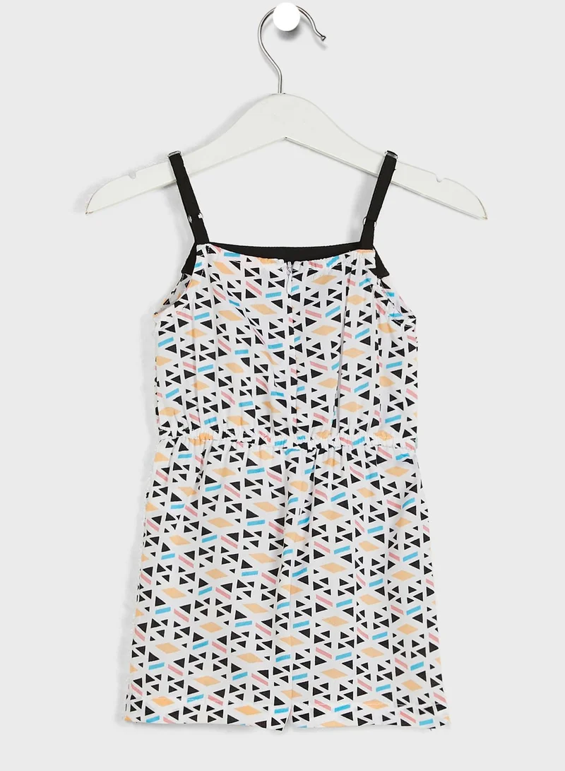 Nautinati Nauti Nati Girls White Black Printed Playsuit