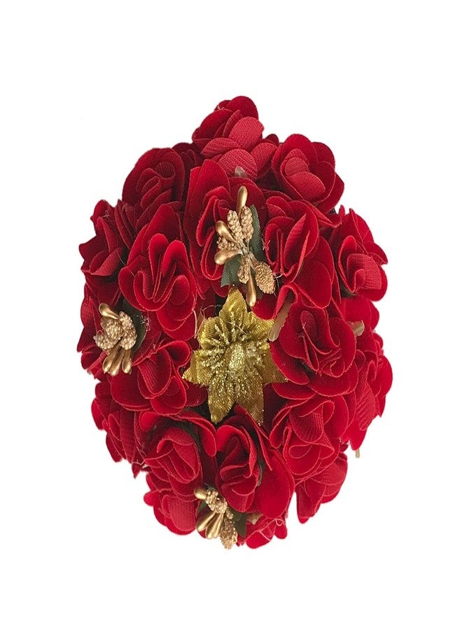 AROOMAN™ Artificial Flower Juda Hair Gajra for Girls Hair Styling (Pack of-01,Color-Red) - Image 2