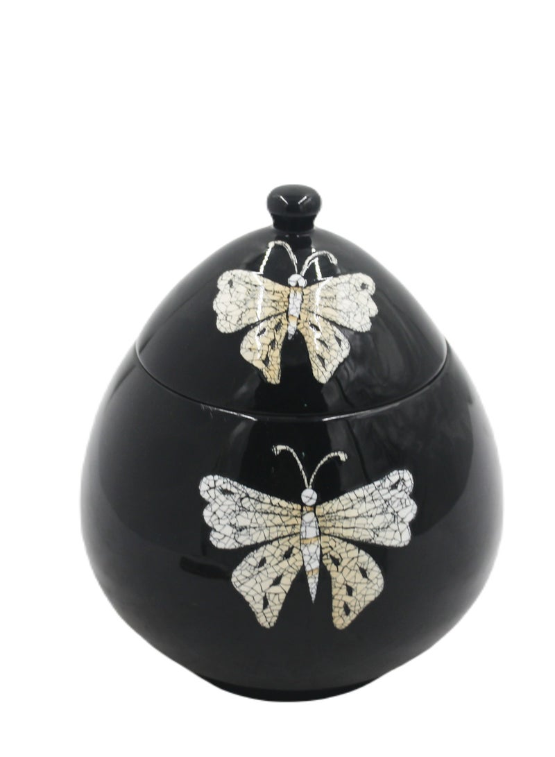 Antique Museum Vietnam Handmade Lacquer Painted Egg Shape Pot  - Image 4