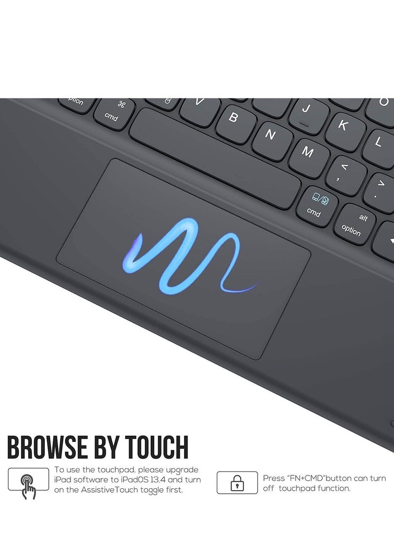 ELTRAZONE لوحة مفاتيح iPad الجيل التاسع، لوحة مفاتيح لجهاز iPad الجيل الثامن/الجيل السابع مقاس 10.2 بوصة، لوحة تتبع ذكية، لاسلكية قابلة للفصل مع حامل قلم، حافظة لوحة مفاتيح بحامل قابل للطي لجهاز iPad الجيل التاسع/الثامن/السابع مقاس 10.2 بوصة، أسود  - Image 5