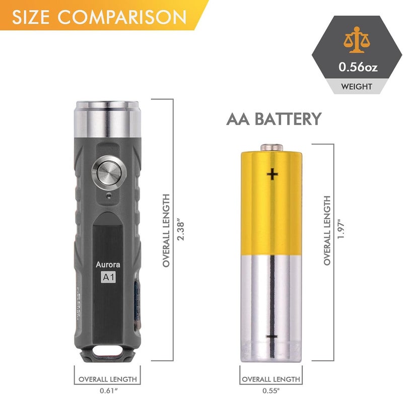 RovyVon A1 Gray EDC Flashlight - 650 Lumens, Rechargeable, Compact Design - Image 5