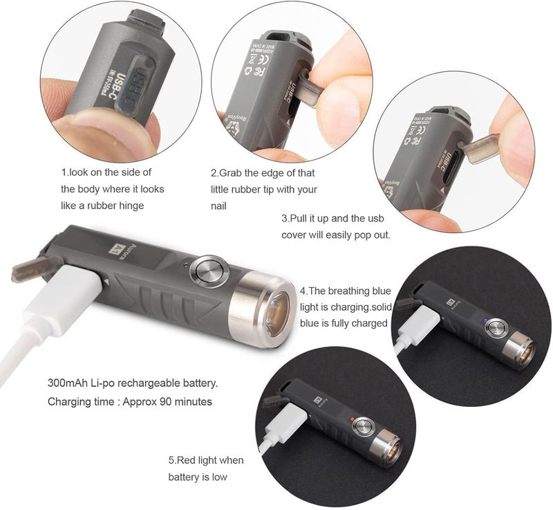 RovyVon A1 Gray EDC Flashlight - 650 Lumens, Rechargeable, Compact Design - Image 3