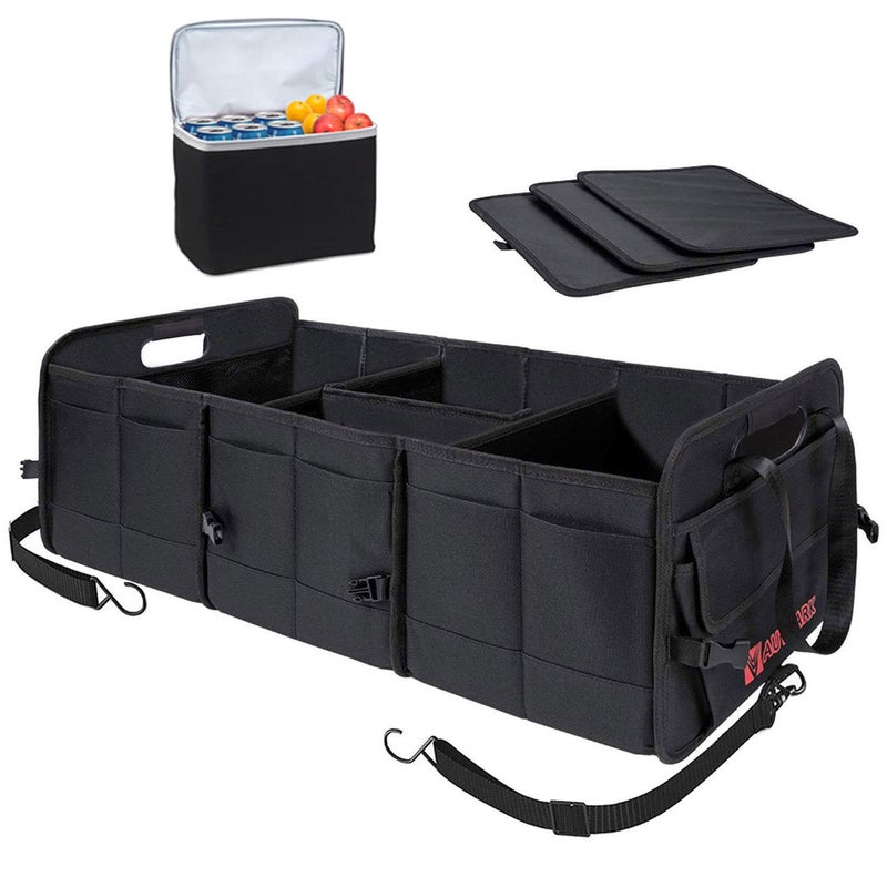 AUTOARK Multipurpose Car SUV Trunk Organizer with Removable Insulation Leakproof Cooler BagDurable Collapsible Adjustable Compartments Cargo StorageAK100