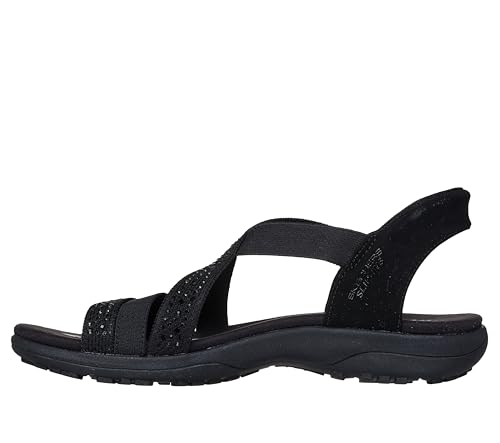 Skechers Women's REGGAE SLIM - SUMMER SPARKLE, Hands Free Slip-Ins Jeweled Stretch Knit Sandal, Black/Black, 8M - Image 2