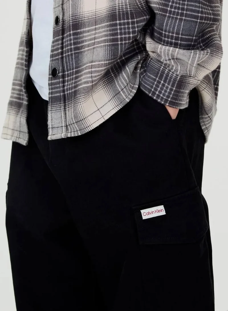 Calvin Klein Jeans Ck Black Baggy Sateen Cargo Trousers for Men | Best Price UAE