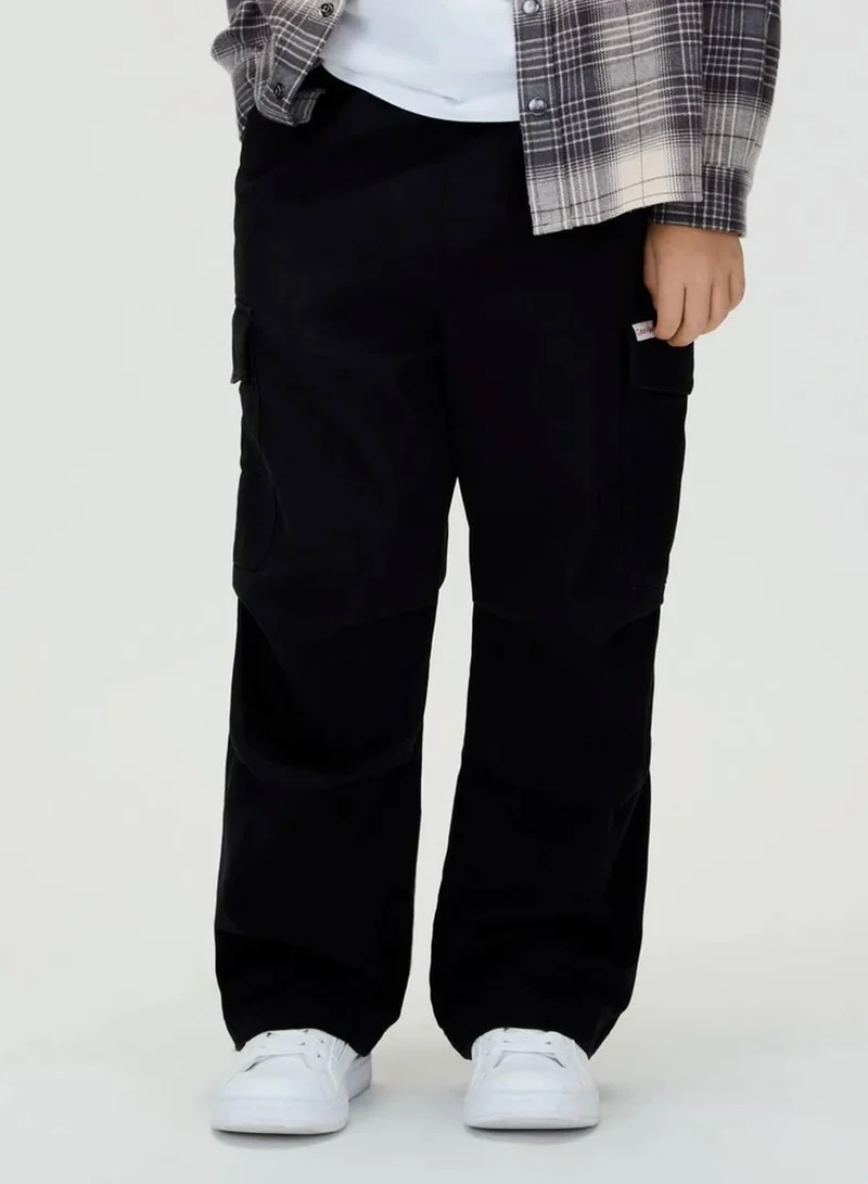 Baggy Sateen Cargo Trousers