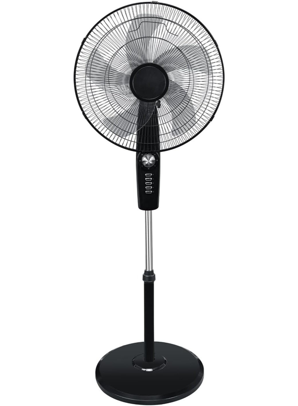 Pedestal Stand Fan,18 inch,3D Oscillation Directions, 4 Speed& Adjustable Height,5 Leaf Blade Power Saving with 2 Hours Timer floor fan for Bedroom Home Office (Black)
