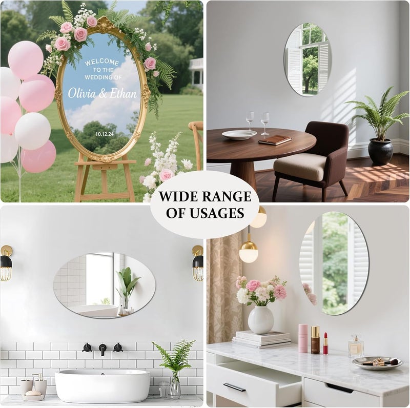 NEILL® Acrylic Oval Mirror Size 12" x 8" Inch, Thickness - 2mm with Adhesive - Image 5