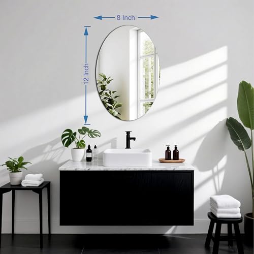 NEILL® Acrylic Oval Mirror Size 12" x 8" Inch, Thickness - 2mm with Adhesive - Image 2