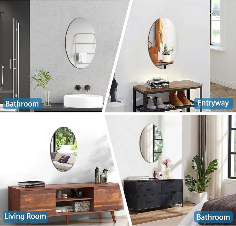 NEILL® Acrylic Oval Mirror Size 12" x 8" Inch, Thickness - 2mm with Adhesive - Image 3