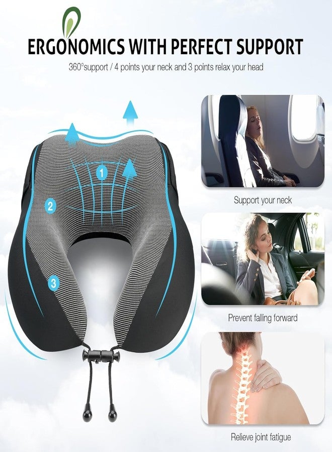 ADOFYS Travel Neck Pillow Memory Foam, Hooded Travel Neck Pillow for Adults, Comfortable Neck Pillow for Travelling with Hoodie, Flight, Airplane Pillow, Travel Cushion for Plane Car Train - Image 4