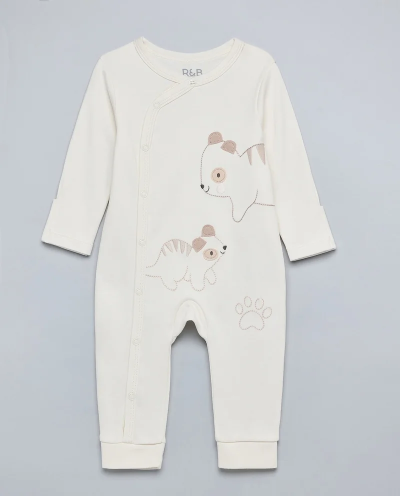 أر أند بي Embroidered Sleepsuit with Long Sleeves and Crew Neck