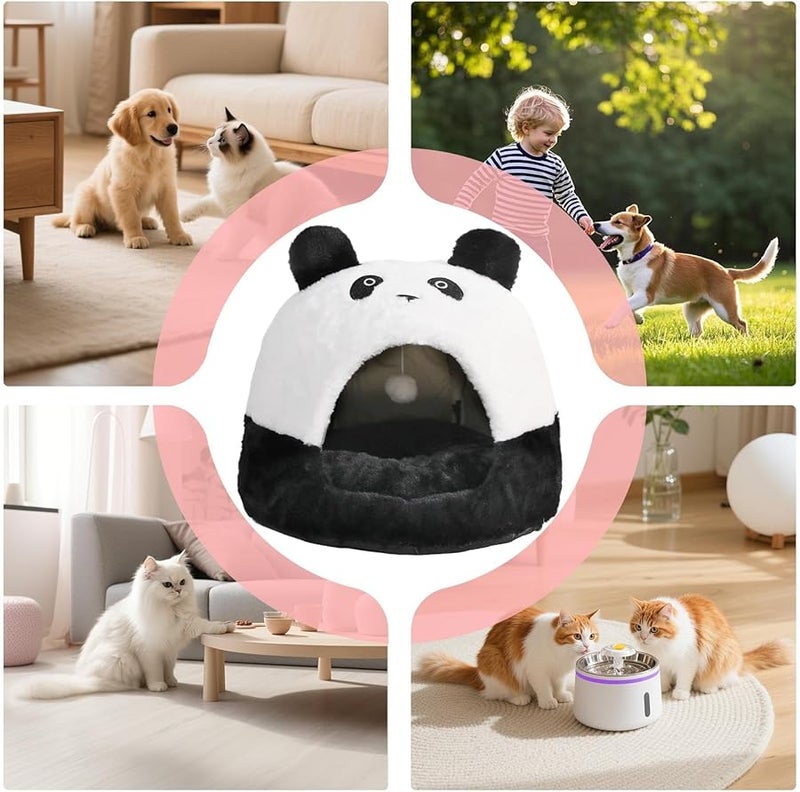 Cozy Panda Design Foldable Cat Bed Portable Pet House For Winter Indoor Outdoor 17 72x17 72x16 54 Inches - Image 5