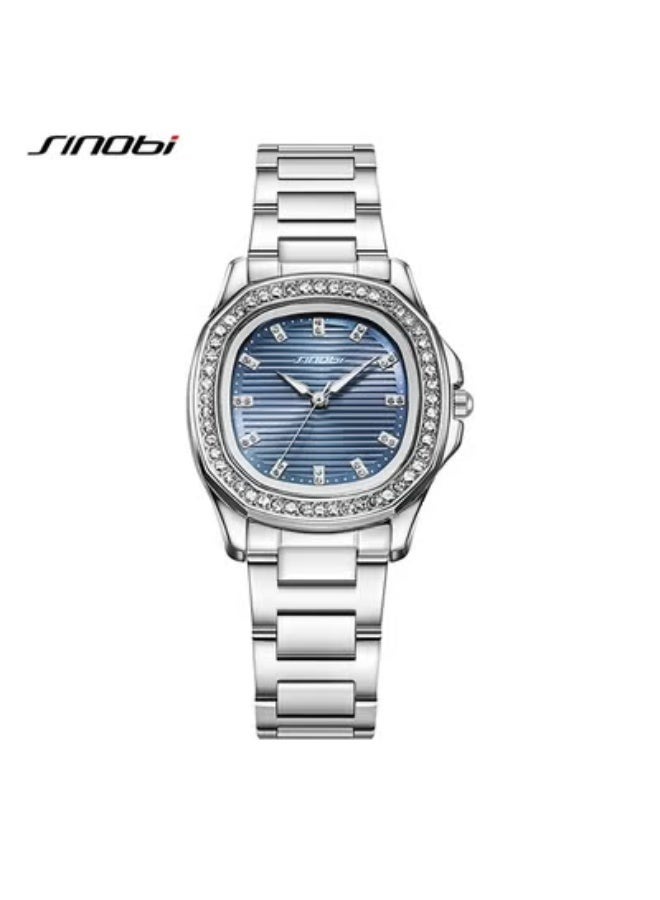 Sinobi Women's High-Style Waterproof Square Watch with Luminous Steel Strap - Image 1
