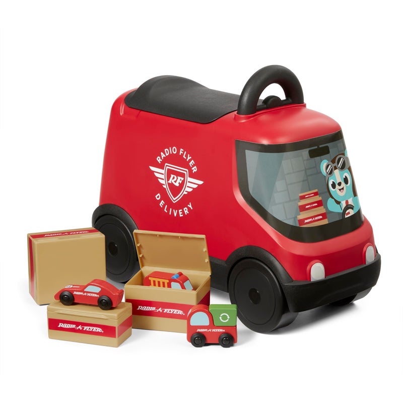 Radio Flyer Delivery Van Ride On Toy for Kids, Red Toddler Ride on Toy for Ages 2+ - Image 1