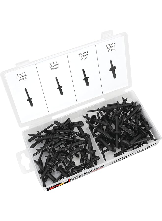 Performance Tool W5250 80Pc Poly Rivet Assortment,