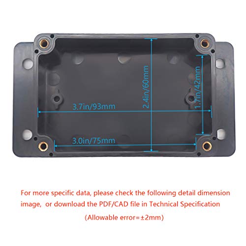 Zulkit Junction Box ABS Plastic Dustproof Waterproof IP65 Universal Electrical Boxes Project Enclosure with Fixed Ear Black 3.94 x 2.68 x 1.97 Inch (100 x 68 x 50 mm) (Pack of 1) - Image 5