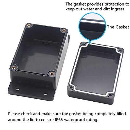 Zulkit Junction Box ABS Plastic Dustproof Waterproof IP65 Universal Electrical Boxes Project Enclosure with Fixed Ear Black 3.94 x 2.68 x 1.97 Inch (100 x 68 x 50 mm) (Pack of 1) - Image 4